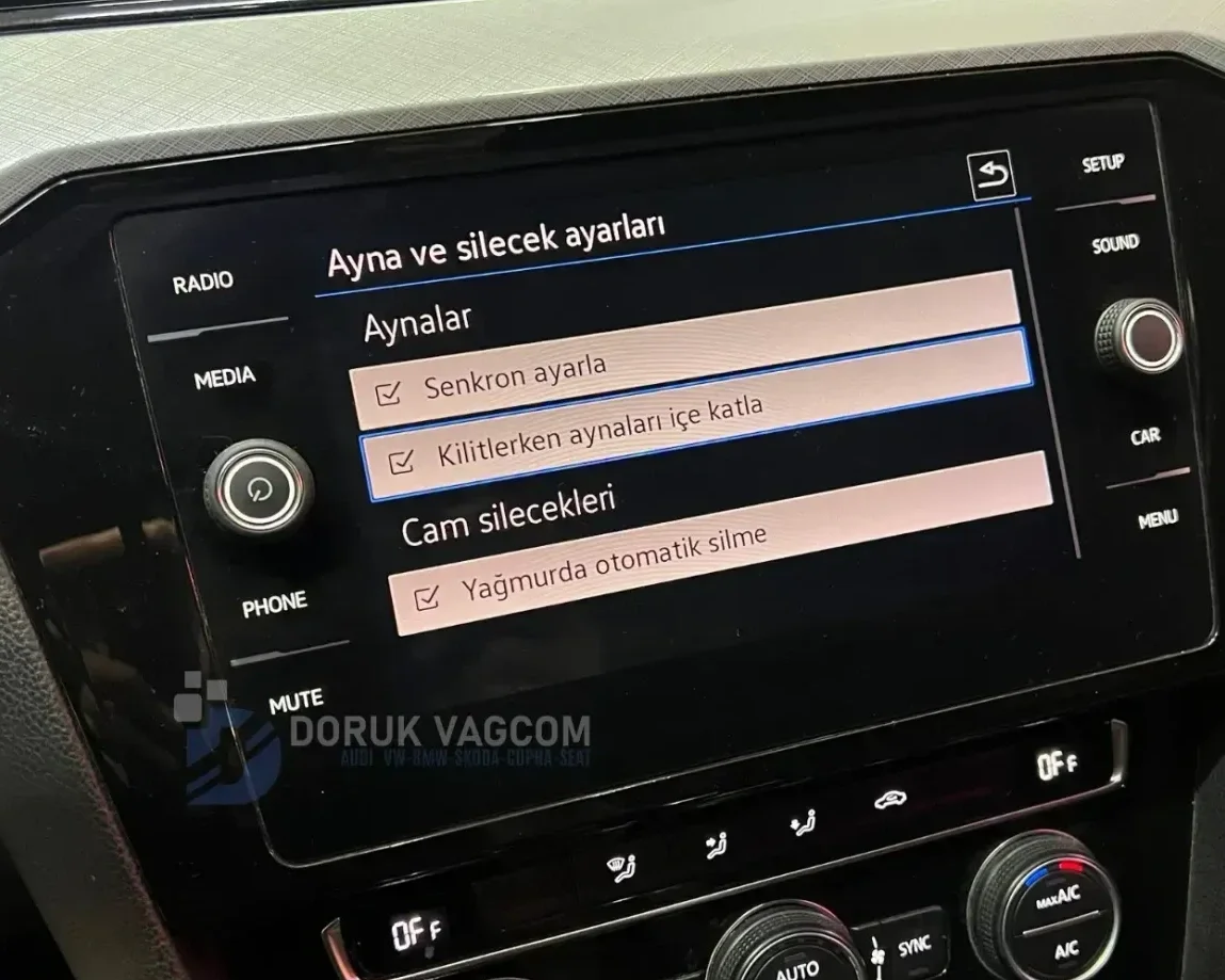 Volkswagen Arteon 3H (2017-2026) VW Arteon Orijinal Otomatik Katlanır Ayna Montajı Navigasyon Multimedya Montajı